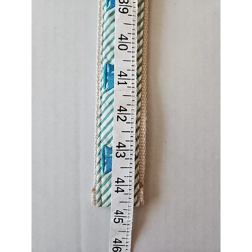 LL Bean Womens‎ D Ring Canvas Belt Size M/L Sail Boat Preppy Coastal Nautical